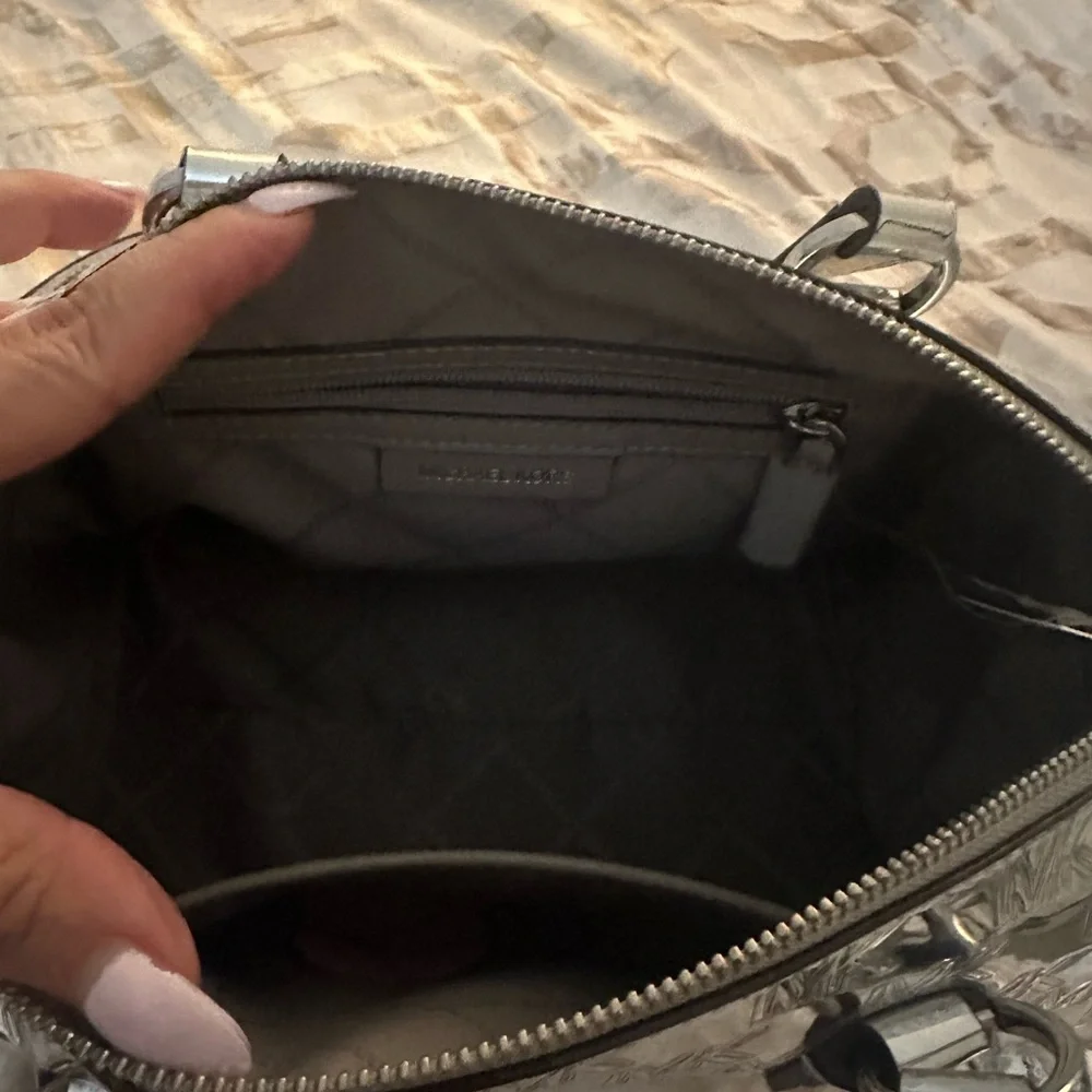 Michael Kors Shiny Silver Satchel - Picture 6 of 7